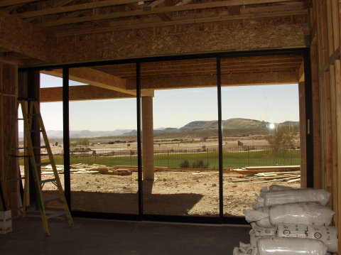 Sliding doors in kitchen