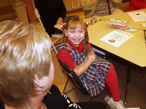 Katie at her desk